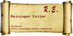 Reininger Eszter névjegykártya